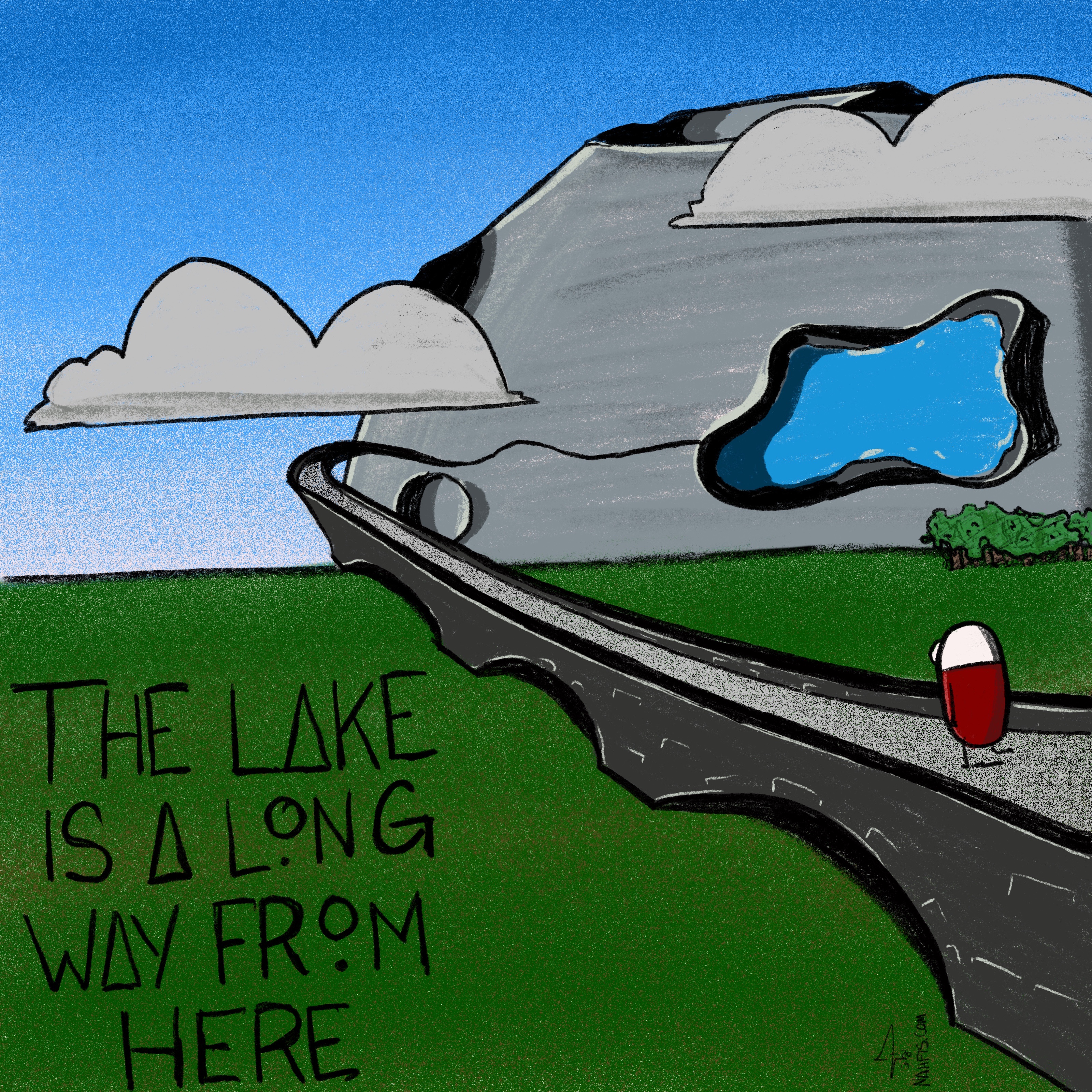 The lake is a long way from here